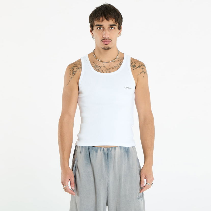 Linne Off-White Off-White Bookish Rib Tank Top Vit | OMUY006C99JER0020110