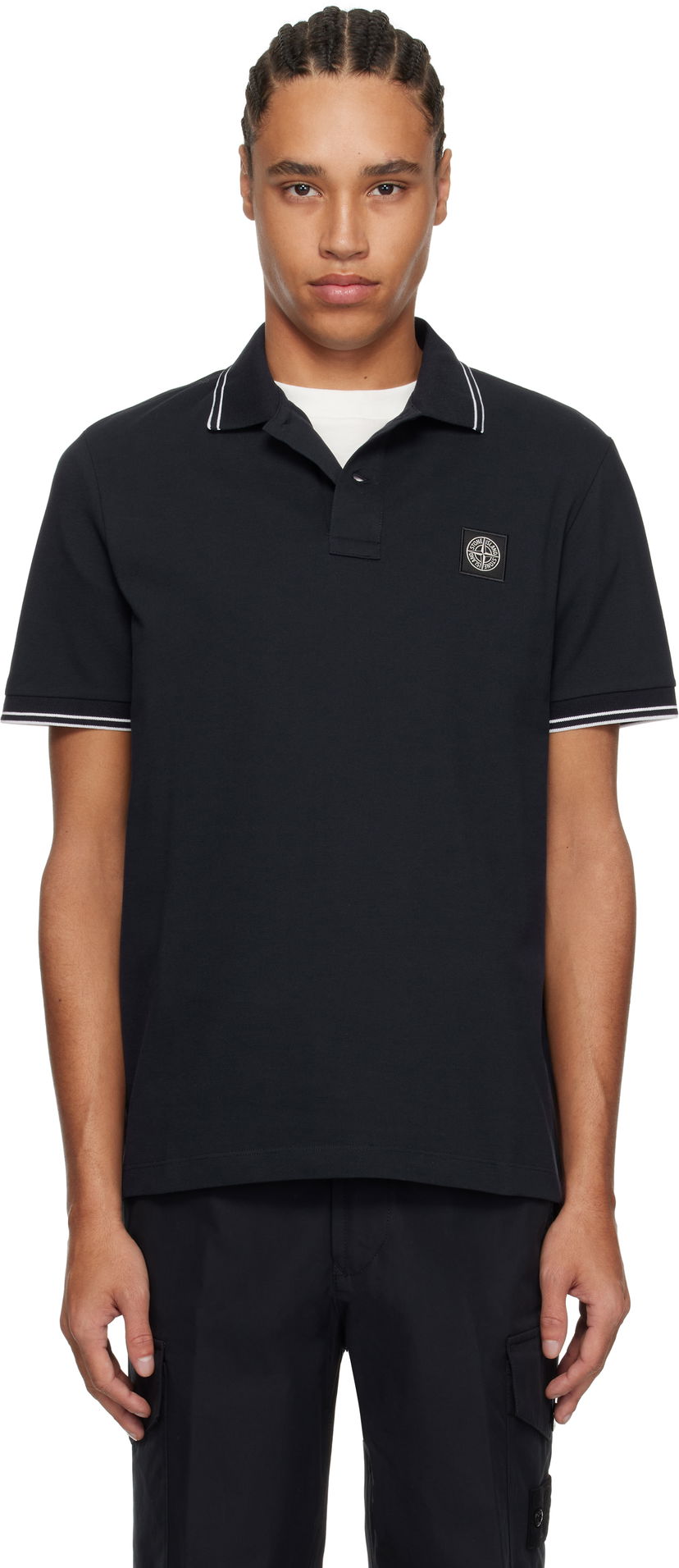 Polotröja Stone Island Stone Island Organic Cotton Elastane Piqué Polo Mörkblå | K1S1522002SCS0018
