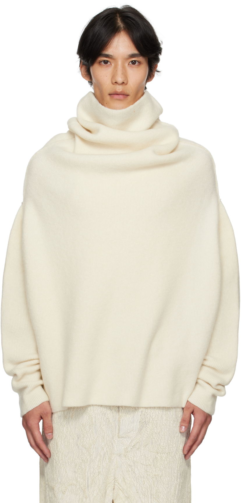 Sweater Rick Owens Rick Owens Concordians Shroud Cowl Neck Sweater Vit | RU02E1692 KWP