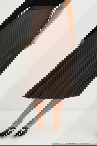 Kjol Maison Margiela MM6 Maison Margiela Pleated Midi A-line Skirt Brun | S62MA0096.M35609.143, 2