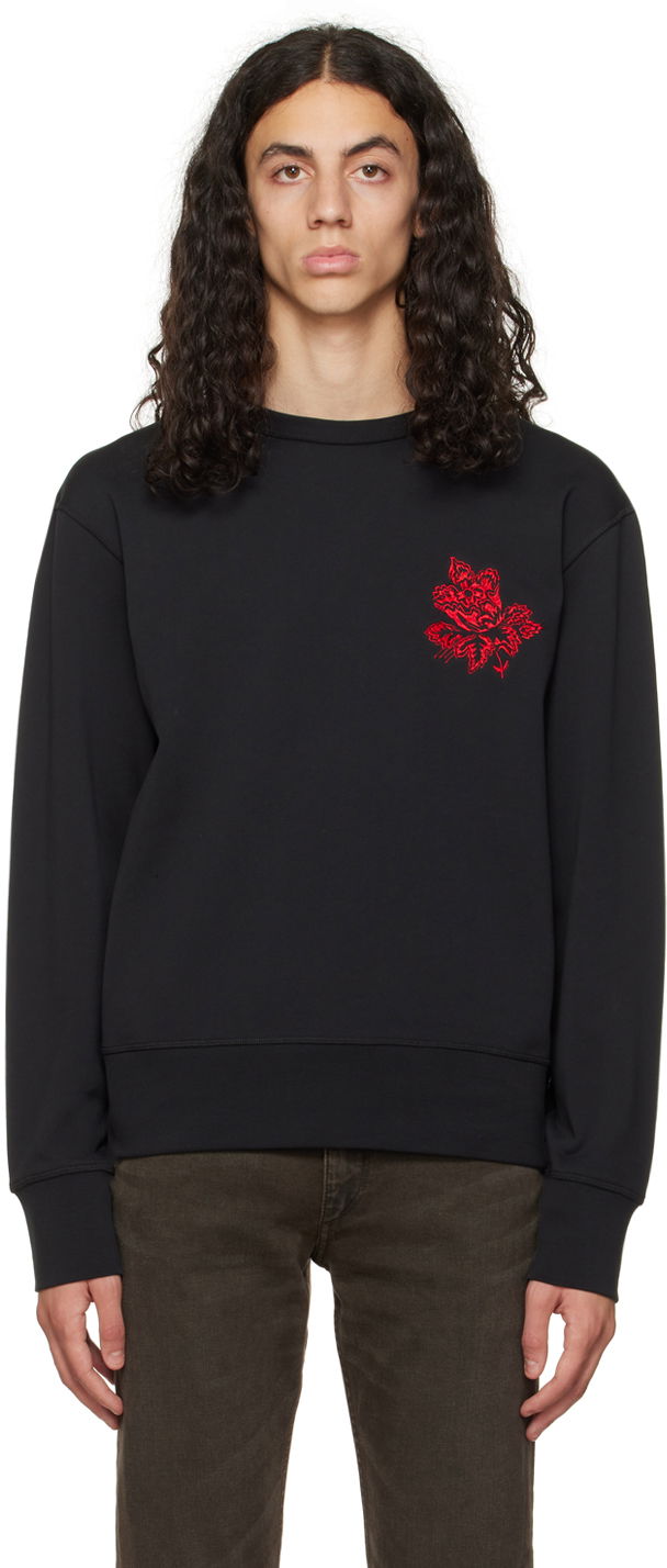 Sweater rag & bone Lunar New Year Embroidered Sweatshirt Svart | MBC22HT058NY58