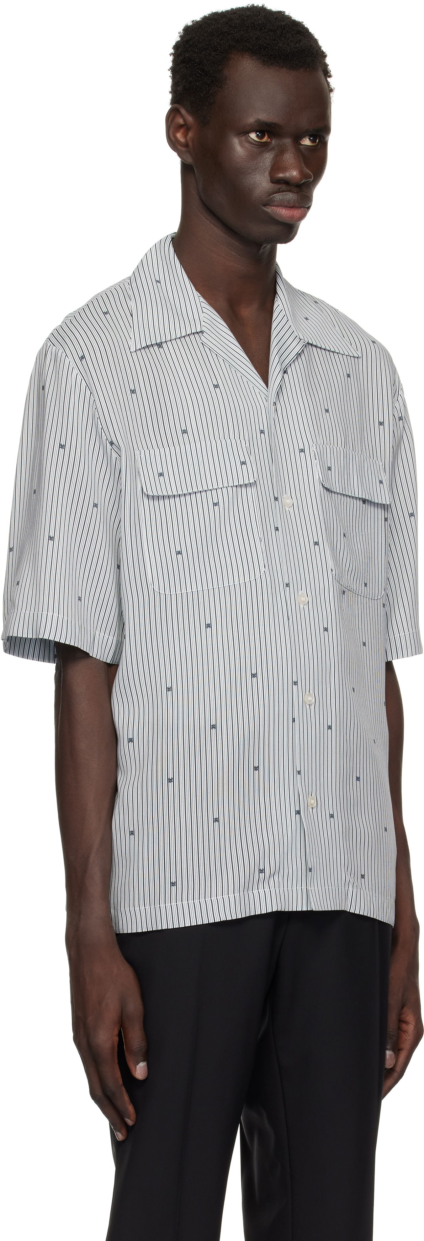 Skjorta AMIRI AMIRI 'MA' Pinstripe Camp Shirt Vit | AMSTCA1103, 1