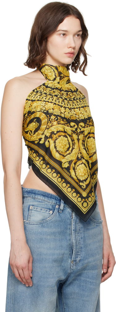 Linne Versace Versace Barocco Foulard Halter Top Svart | 1016588_1A11158, 1