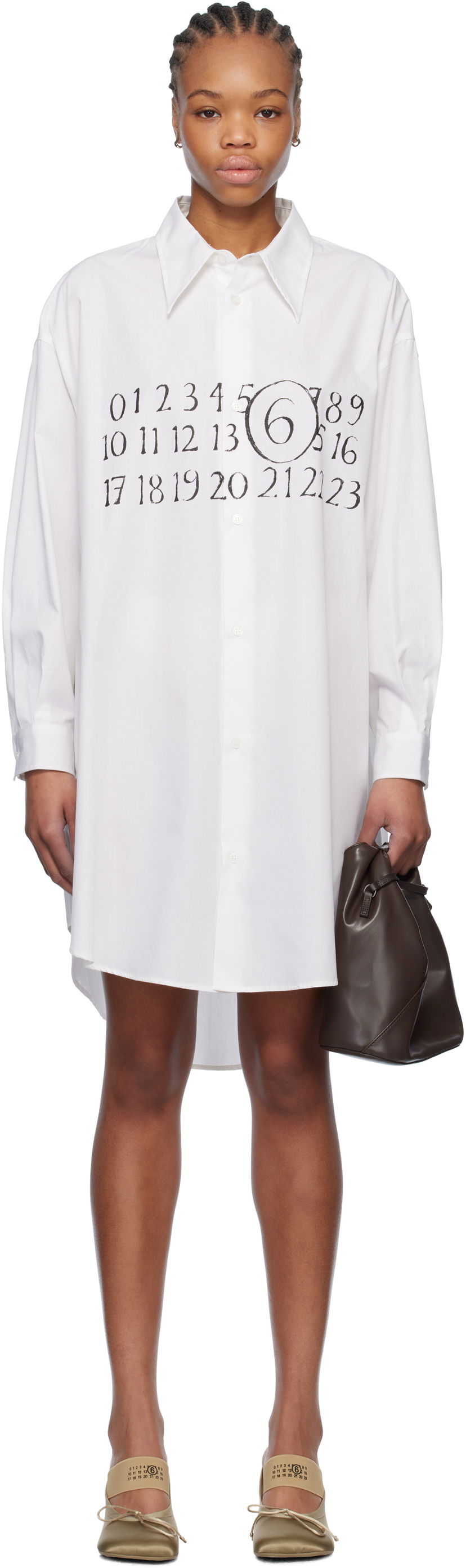 Skjorta Maison Margiela MM6 Maison Margiela Logo Poplin Shirt Minidress Vit | S52CT0787 M35152