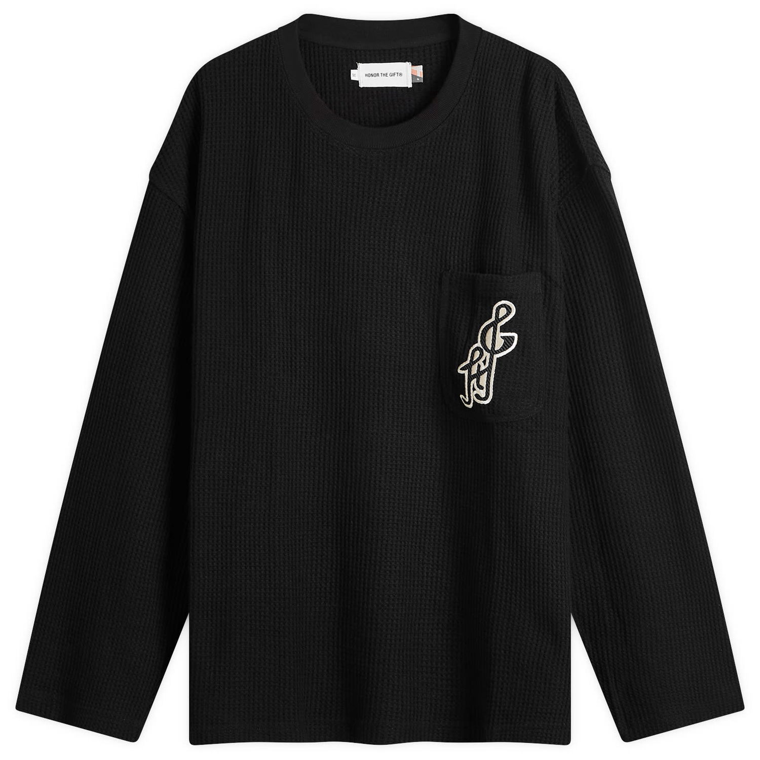 T-shirt Honor The Gift Notes Long Sleeve Waffle T-Shirt Svart | HTG240351-BLK, 0
