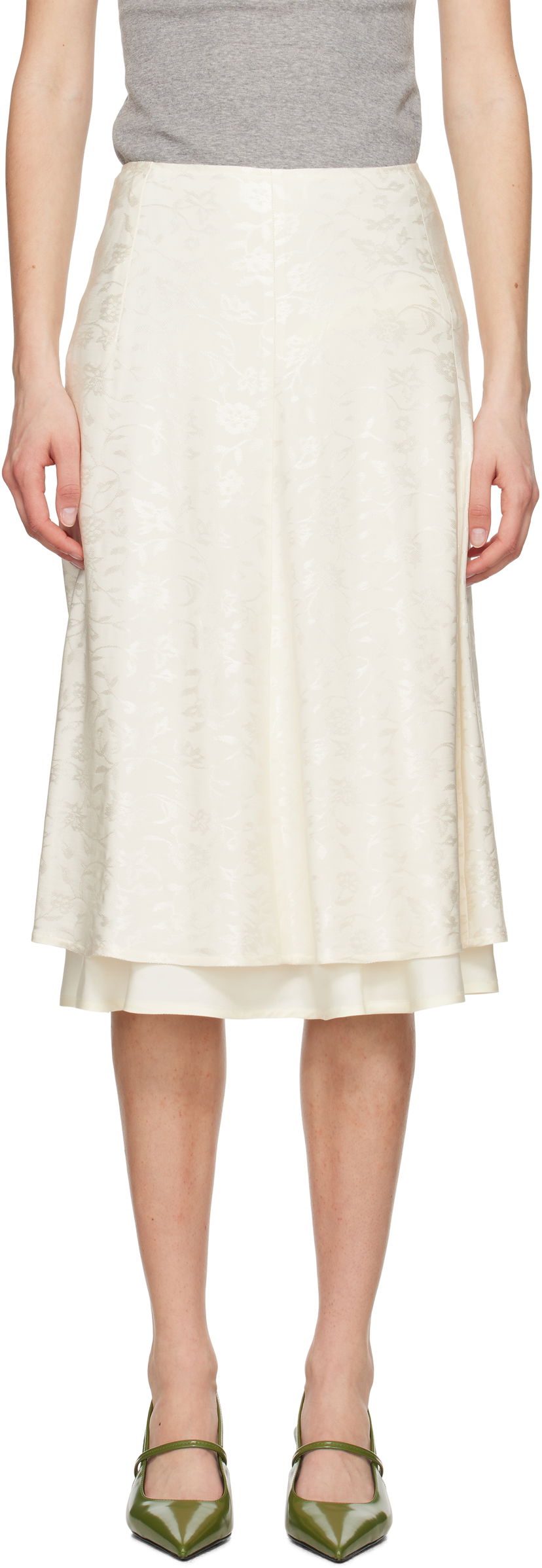 Kjol Jil Sander Jil Sander A-Line Midi Skirt Vit | J03MA0226_J20297
