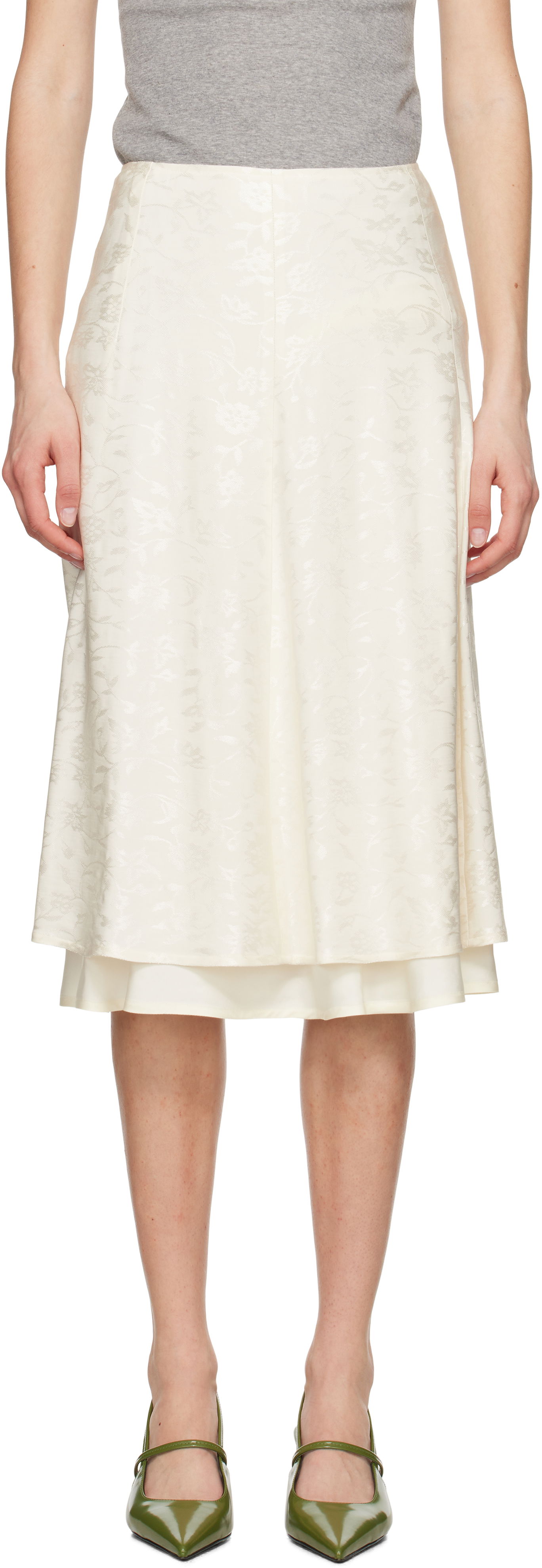 Kjol Jil Sander Jil Sander A-Line Midi Skirt Vit | J03MA0226_J20297, 0