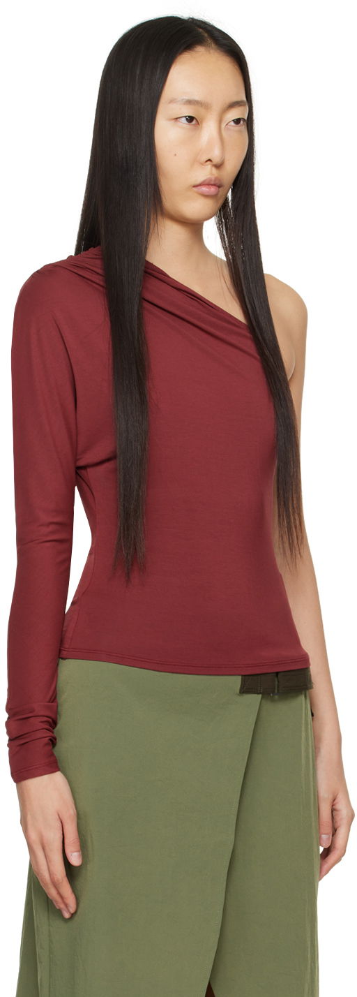 Linne Miaou Miaou Katia One Shoulder Long Sleeve Top Bourgogne | 7095TJBRUS, 1