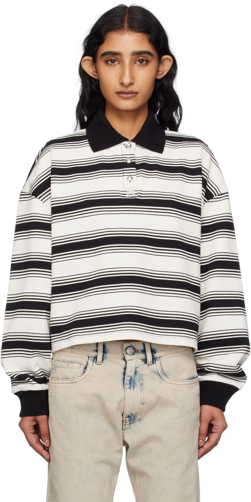 Polotröja AMIRI AMIRI MA Stripe Oversized Polo Vit | AWJYPO1008