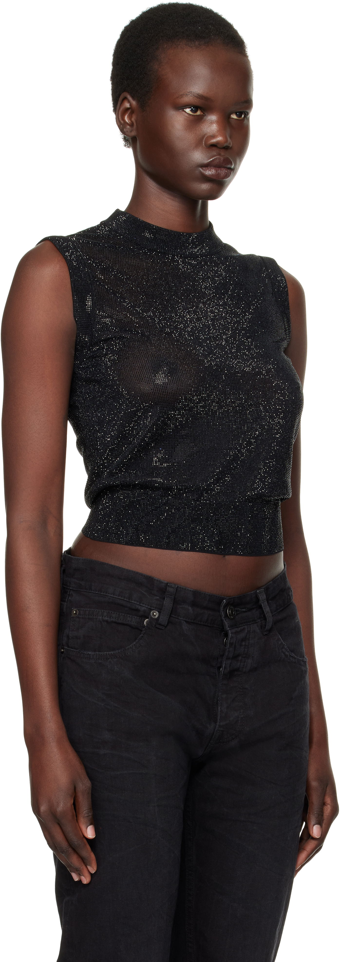 Linne Alexander Wang Mock Neck Hotfix Tank Top Svart | 1KC1251078, 1