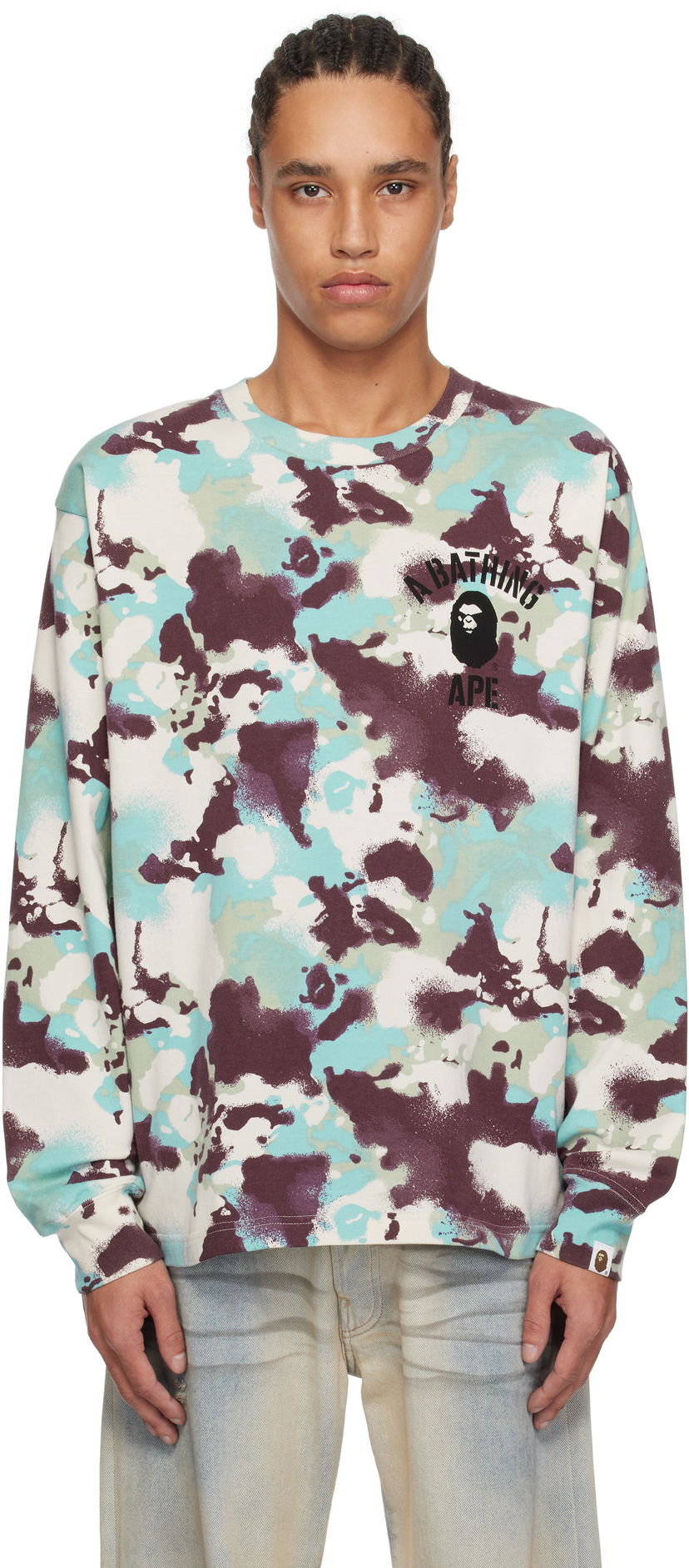 Sweater BAPE A Bathing Ape Map Camo Long Sleeve T-Shirt Flerfärgad | 001LTL301001M