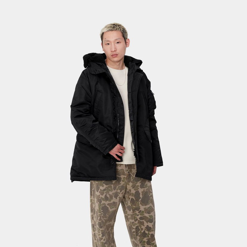 Parkas Carhartt WIP Hooded Parka with Faux-Fur Lining Svart | I033929_9