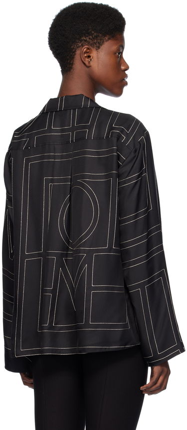 Skjorta TOTEME Monogram Satin Shirt Svart | 213-755-707, 2
