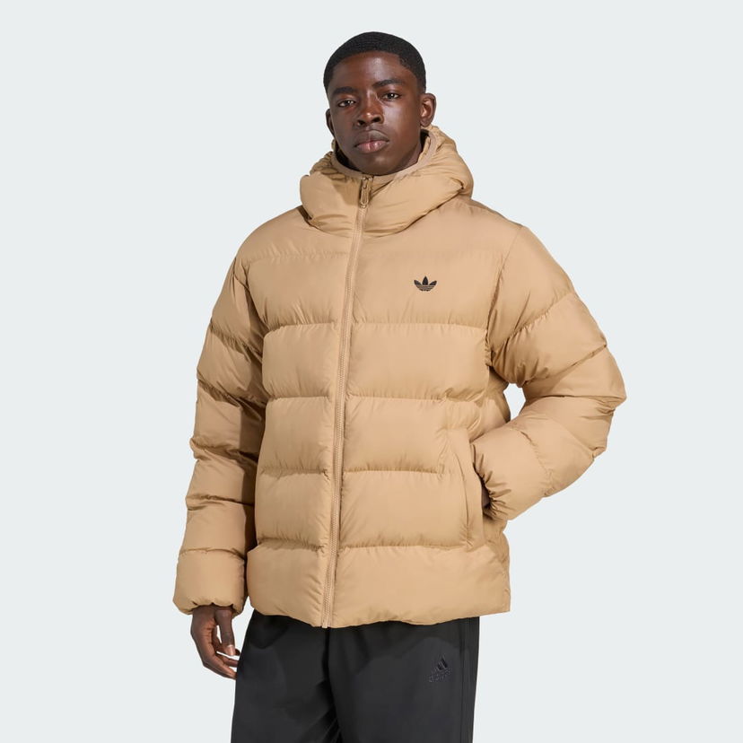 Pufferjacka adidas Performance Hooded Puffer Jacket Beige | JX4121