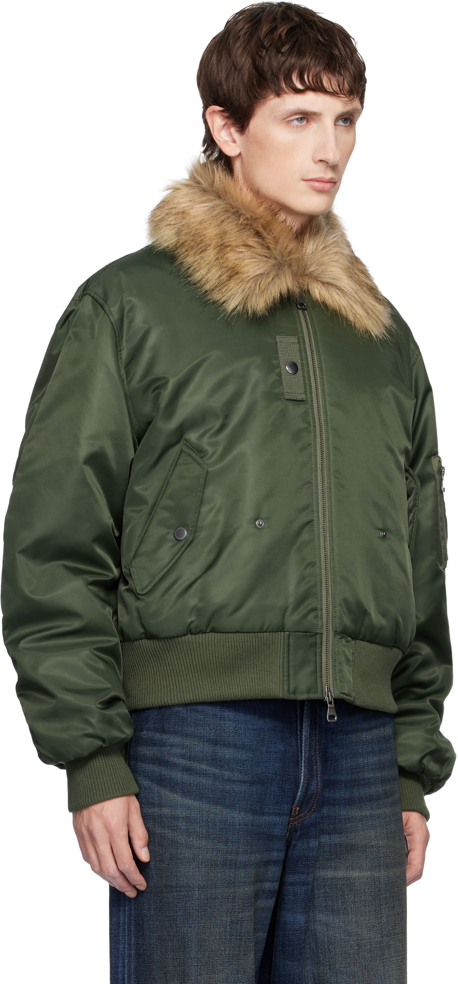 Bomberjacka Andersson Bell Fur Collar MA-1 Bomber Jacket Grön | awa737u, 1