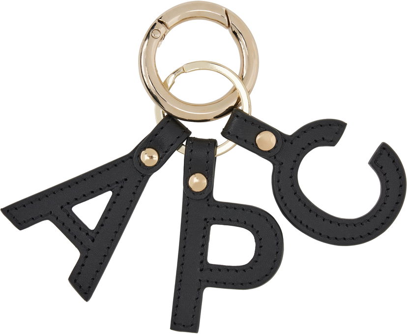 Nyckelringar A.P.C. A.P.C. Lettres 'A.P.C.' Leather Keychain Svart | PXAWV-F63656