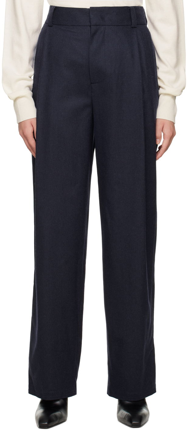 Byxor We11done Wide-Leg Trousers Mörkblå | WD-PT3-22-246-W-NV