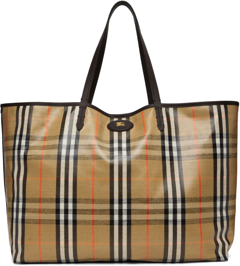 Tygpåse Burberry Burberry Highlands Large Tote Beige | 8112186