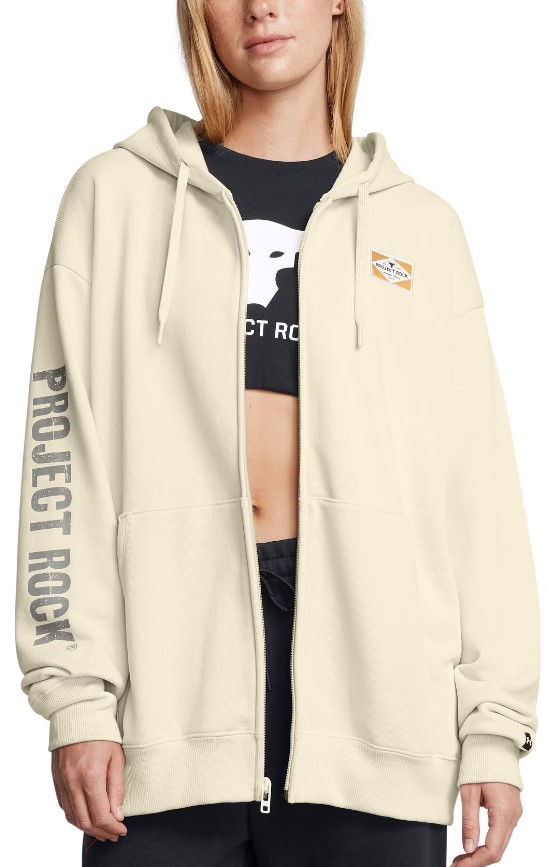 Sweatshirt Under Armour Project Rock Hard at Work Full-Zip Hoodie Beige | 1386446-273