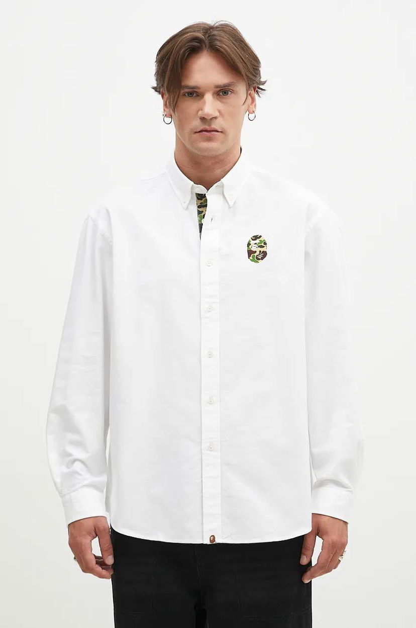 Skjorta BAPE Camo One Point Relaxed Fit Shirt Vit | 1K80131008