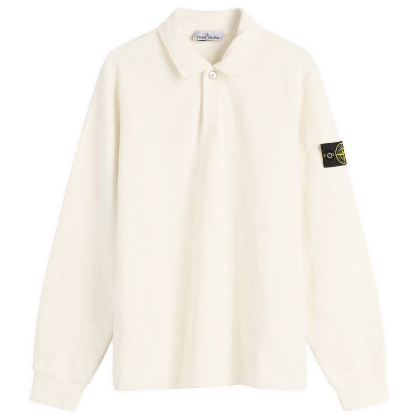 Polotröja Stone Island Brushed Heavy Cotton Long Sleeve Polo Shirt, Size Large Vit | K2S156100054-V0093