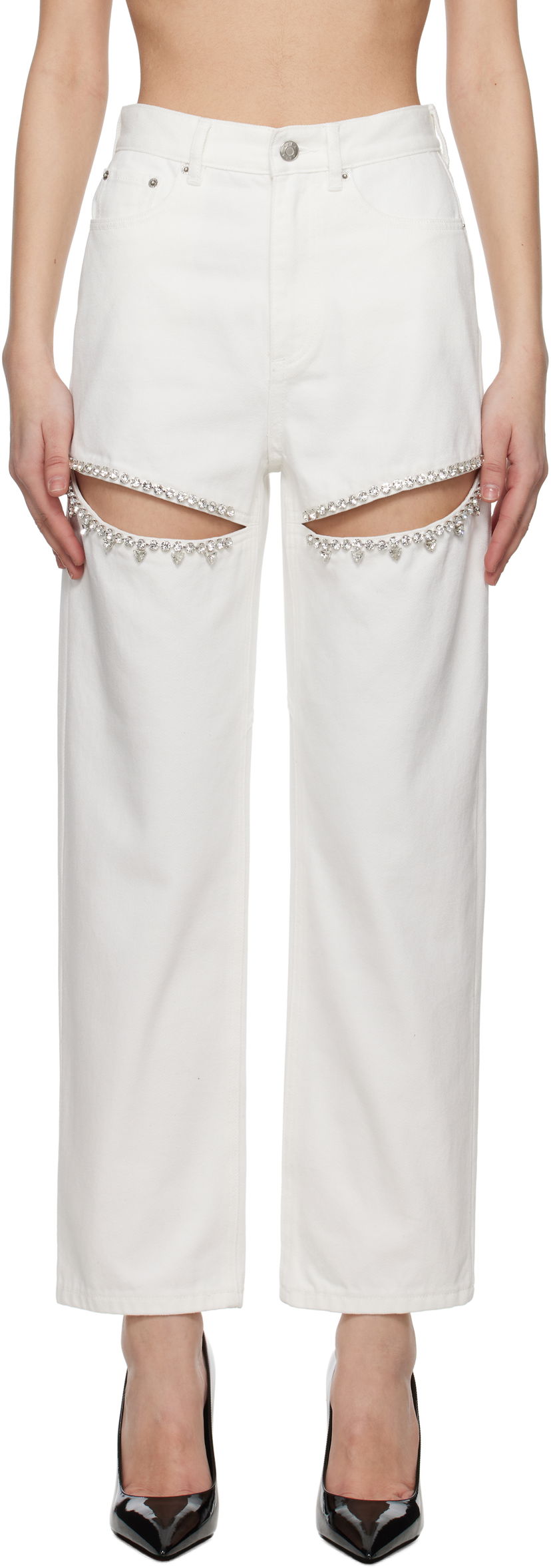 Jeans Area AREA Crystal Slit Jeans Vit | 0000P01335