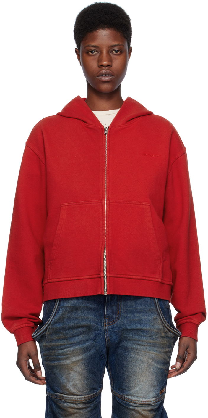 Sweatshirt We11done We11done Zip Hoodie Röd | WD-TJ0-24-785-U-RD
