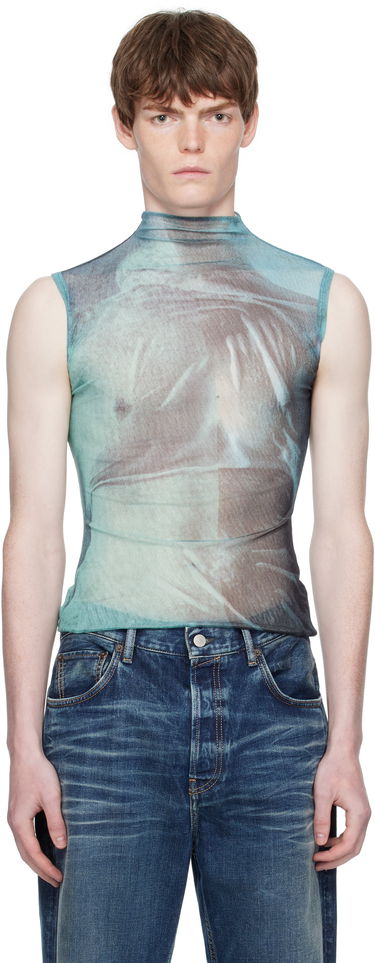 Linne Jean Paul Gaultier Jean Paul Gaultier Printed Sleeveless Turtleneck Turkos | 25/03-W-TO311-M004P-5557, 0