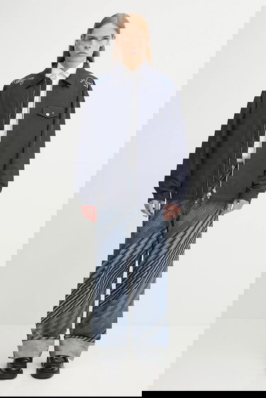 Jeans KENZO Kenzo Diagonal Stripe Turn Up Wide Fit Jeans Blå | FF65DP4216Z1, 4