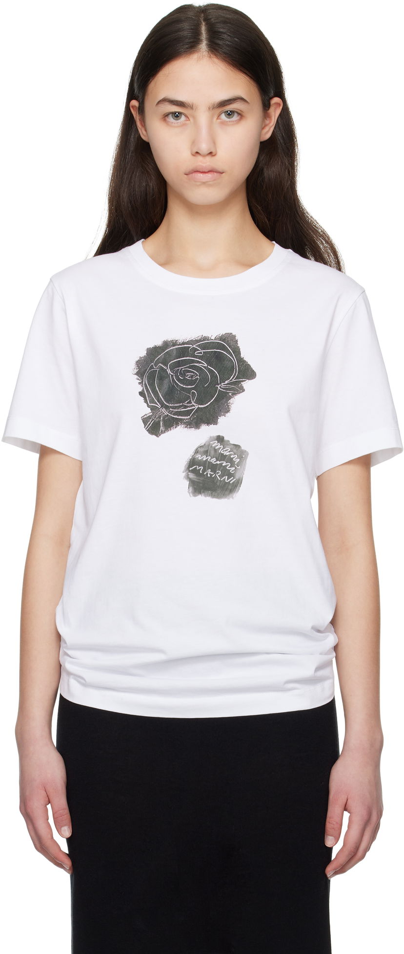 T-shirt Marni Marni Brushed Rose Cotton Jersey T-Shirt Vit | THJE0293PA USCX64