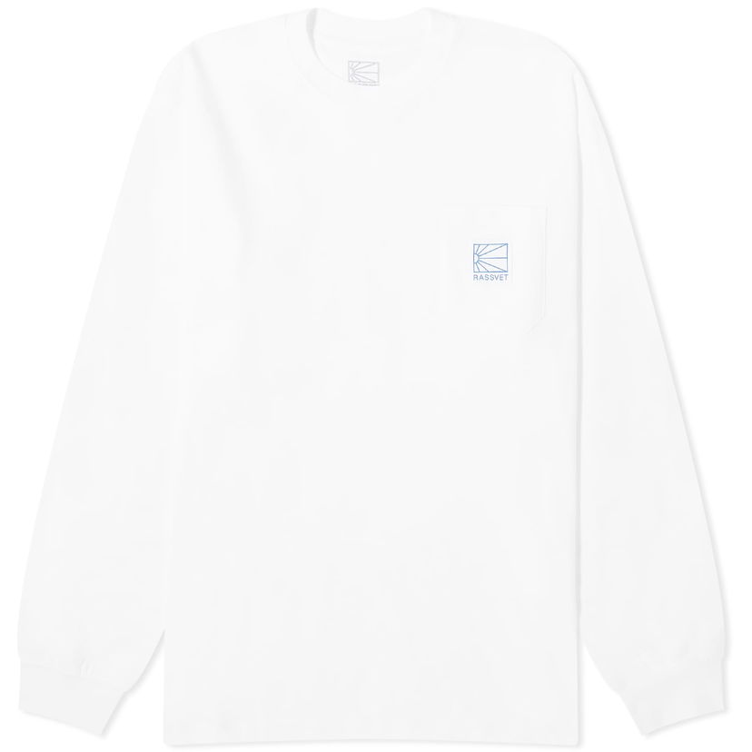 T-shirt PACCBET Pocket Tag Long Sleeve Vit | PACC14T007-WHT