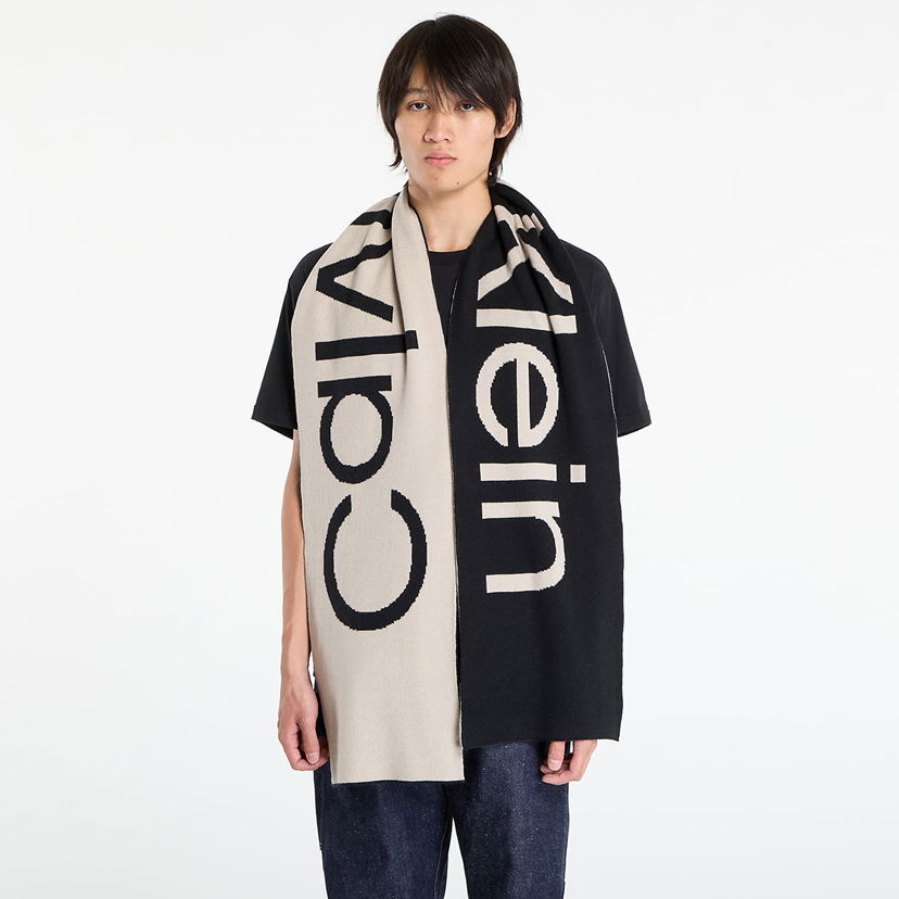 Halsduk CALVIN KLEIN Calvin Klein Bold Logo 2-Tone Wool Scarf Svart | LV04D8030G UB1