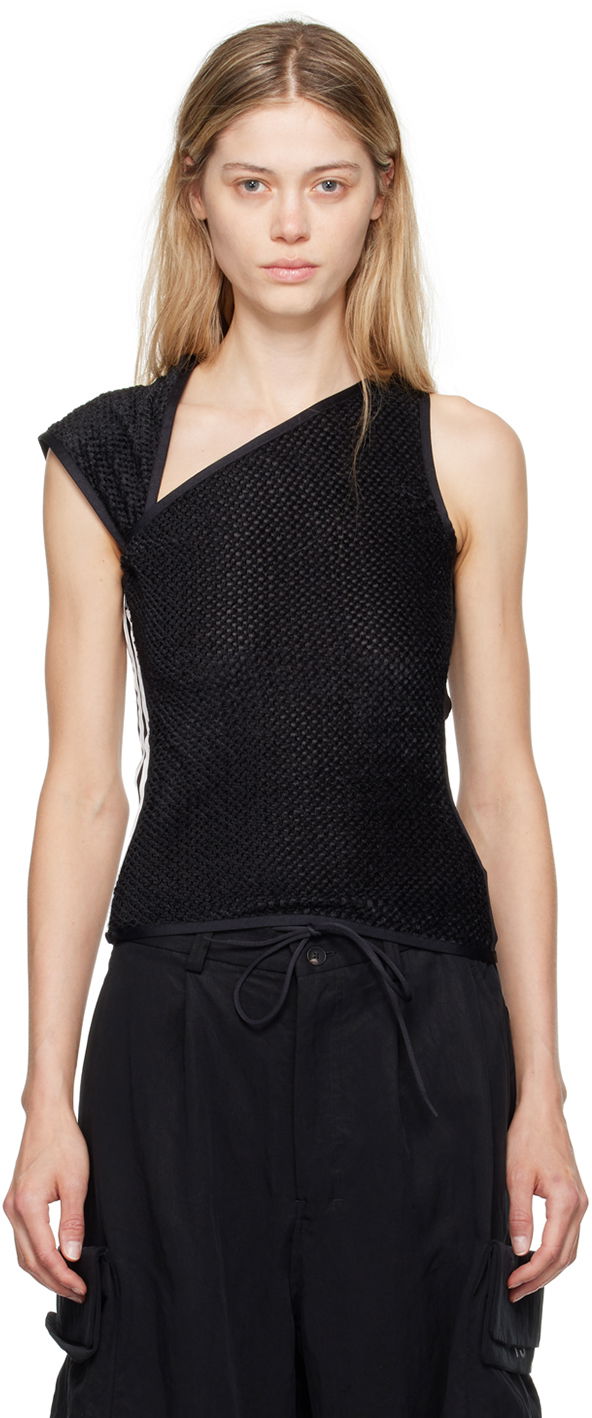Linne Y-3 Asymmetrical Mesh Tank Top Svart | IW7502