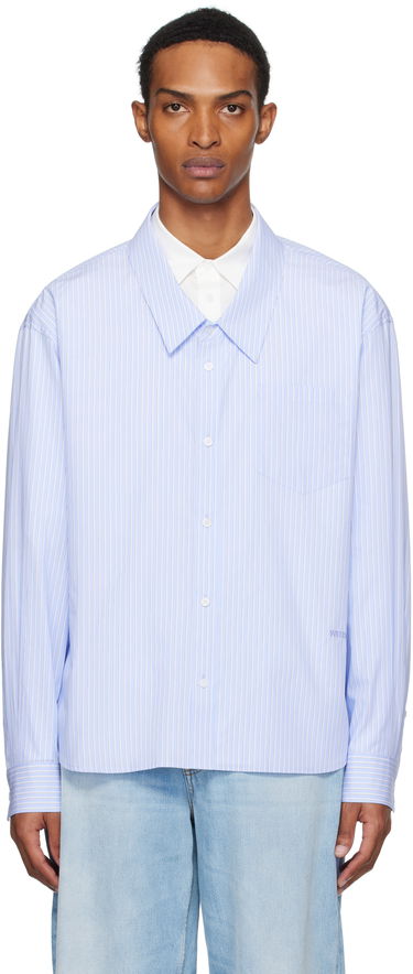 Skjorta We11done We11done Striped Layered Shirt Blå | WD-SH2-25-182-M-BL, 0