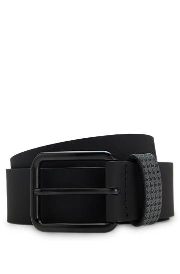 Bälten BOSS Porsche x BOSS Italian Leather Belt with Patterned Keeper Svart | 50548406