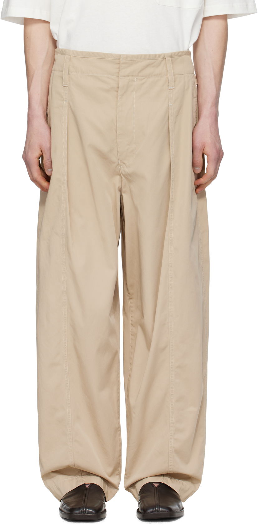 Byxor LEMAIRE Lemaire Maxi Pleated Trousers Beige | PA1202 LF1352