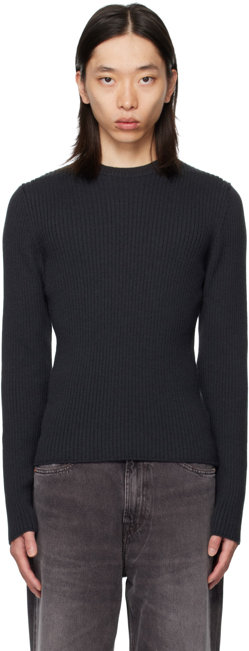 Sweater OUR LEGACY OUR LEGACY Compact Round Neck Sweater Mörkblå | M4253CO