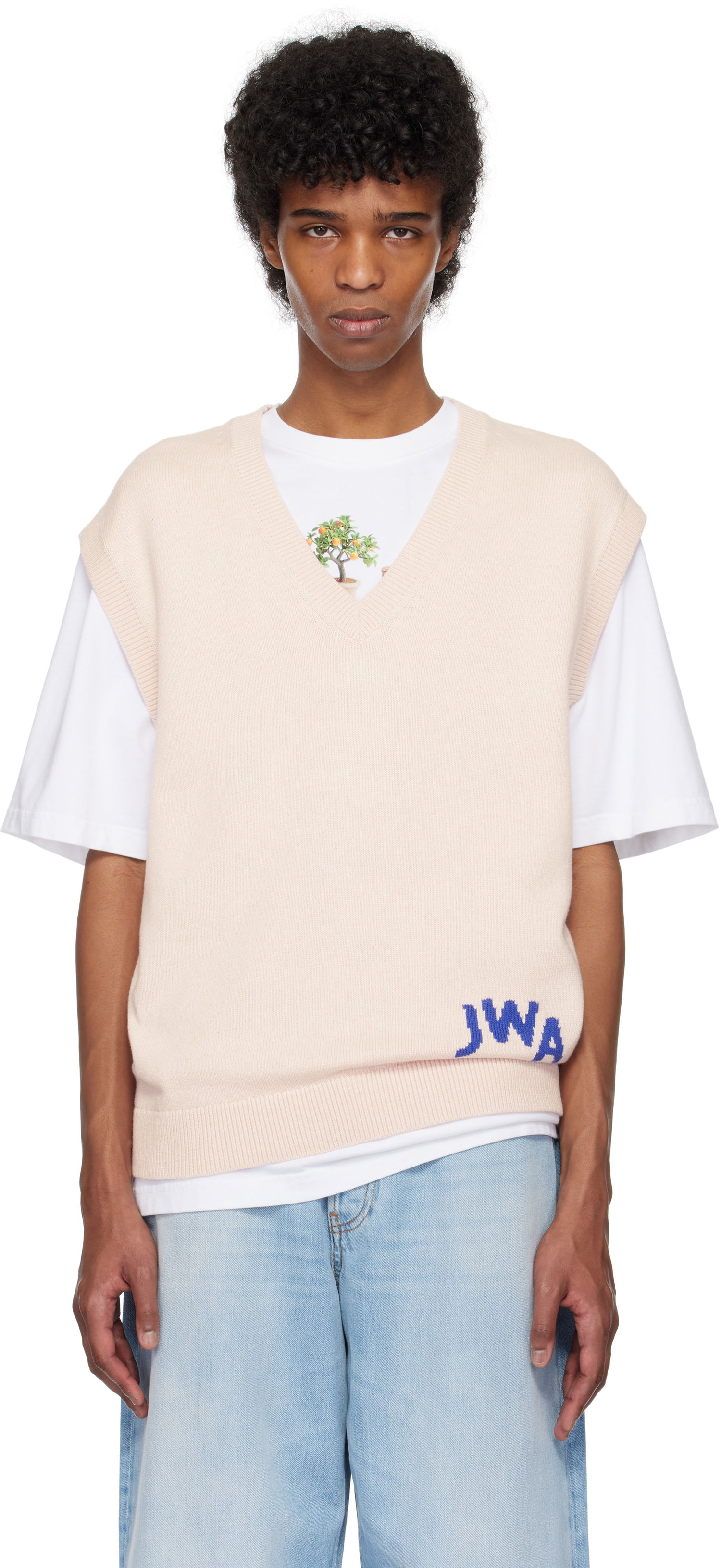 Väst JW Anderson JW Anderson 'JWA' V-Neck Knit Vest Rosa | KW1349-YN0398, 0