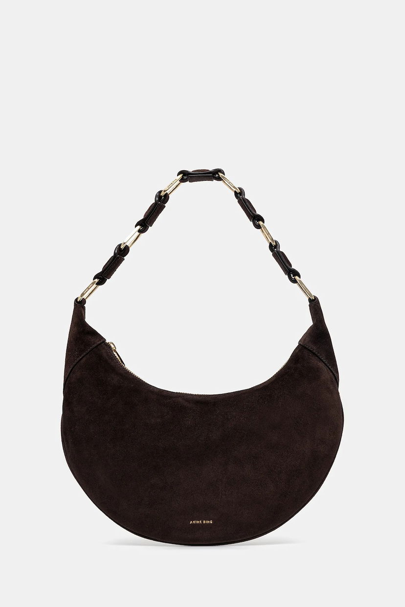 Axelväska Anine Bing Anine Bing Kate Suede Shoulder Bag Brun | A.13.10695