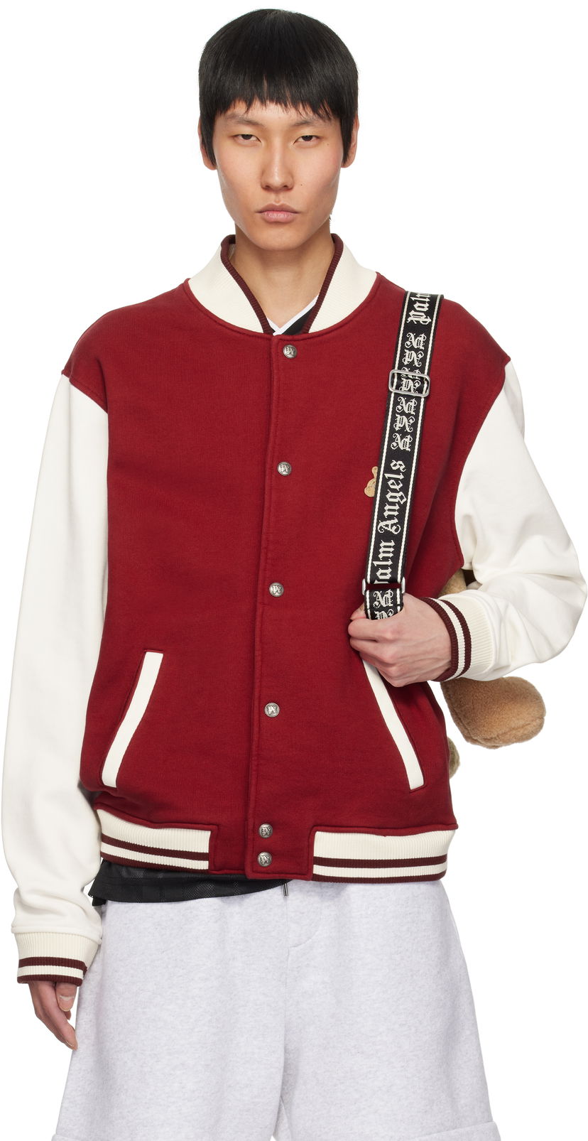 Bomberjacka Palm Angels Palm Angels 'Bear in Mind' Varsity Bomber Jacket Röd | PMEK011S25FAB0012503