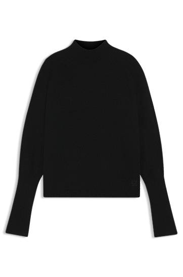 Sweater BOSS Relaxed-fit mock-neck sweater in a wool blend Svart | 50548251