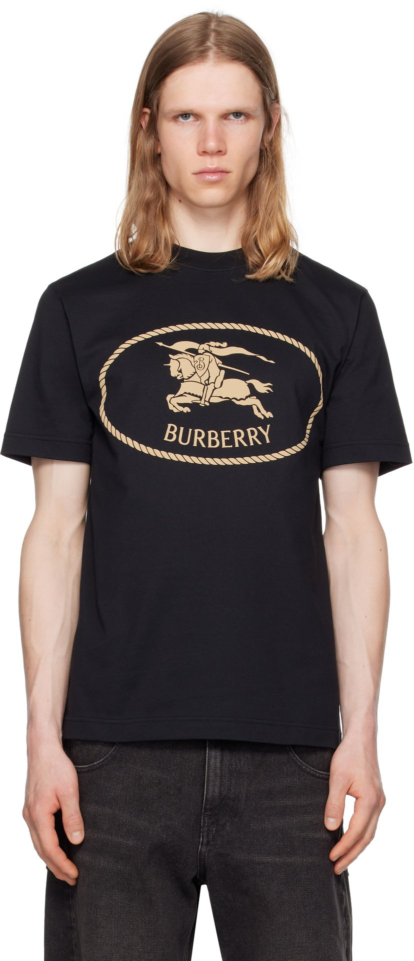 T-shirt Burberry Burberry Knight Stamp T-Shirt Svart | 8110953