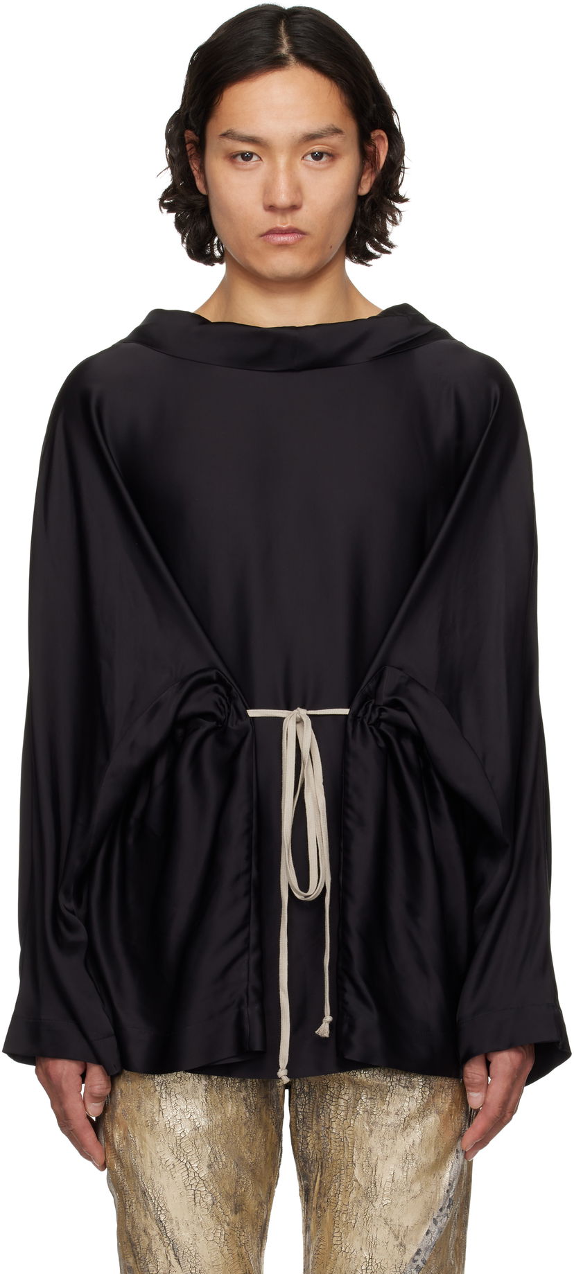Sweater Rick Owens Rick Owens Hollywood Tunic Hoodie Svart | RR01E5702 SCH