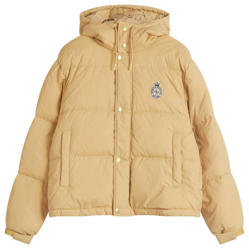 Pufferjacka Sporty & Rich Sporty & Rich Crown Logo Hooded Puffer Jacket, Size Large Beige | OW020500202BE01-BEI