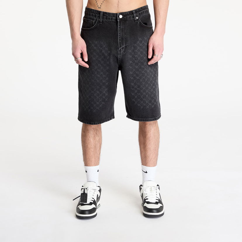 Shorts DAILY PAPER Daily Paper Laser Monogram Denim Shorts Svart | 2511132