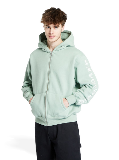 Sweatshirt Pleasures Oe Zip Up Hoodie Grön | P23W038 MATCHA