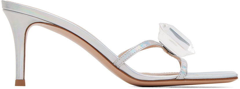 Sneakers och skor Gianvito Rossi Jaipur Rhinestone Heeled Sandals Metallisk | G16780.70RIC.MET
