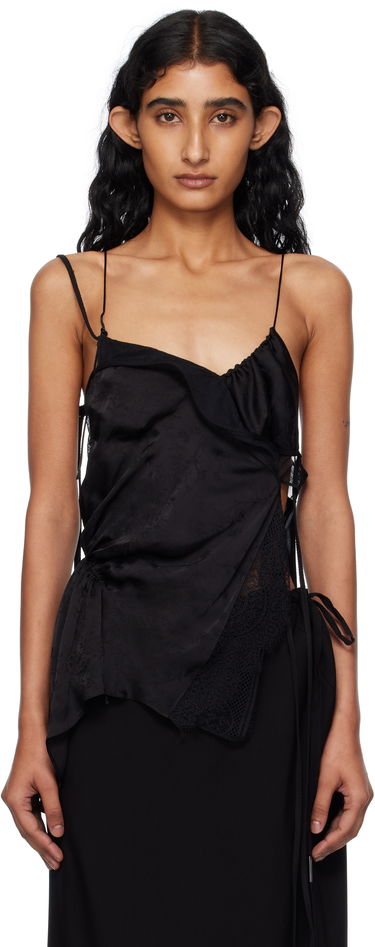 Linne Ann Demeulemeester Vepa Ramage Jacquard Slip Top Svart | B0012832-FA611-099, 0