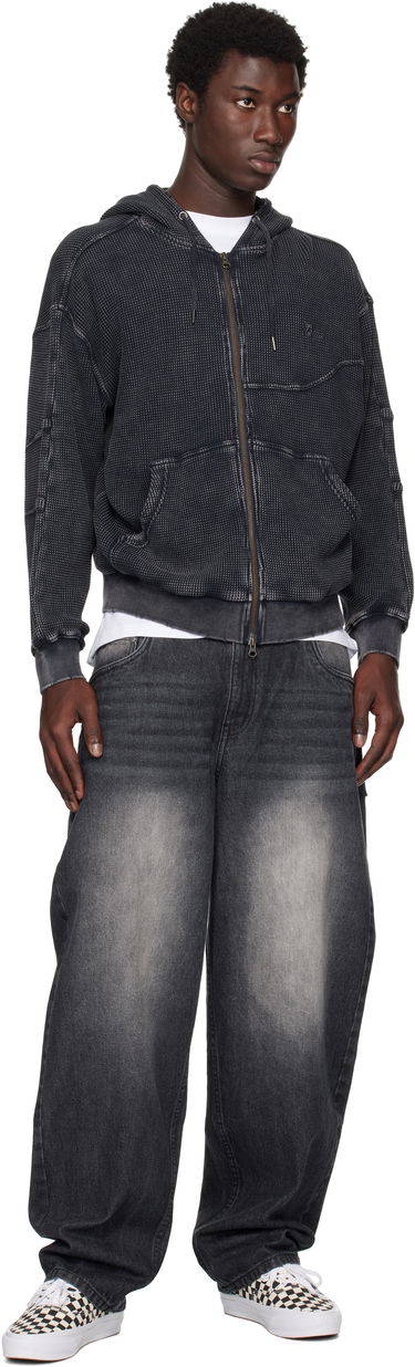 Sweatshirt Dime Dime Premium Waffle Zip Hoodie Svart | DIMESU258BLK, 3