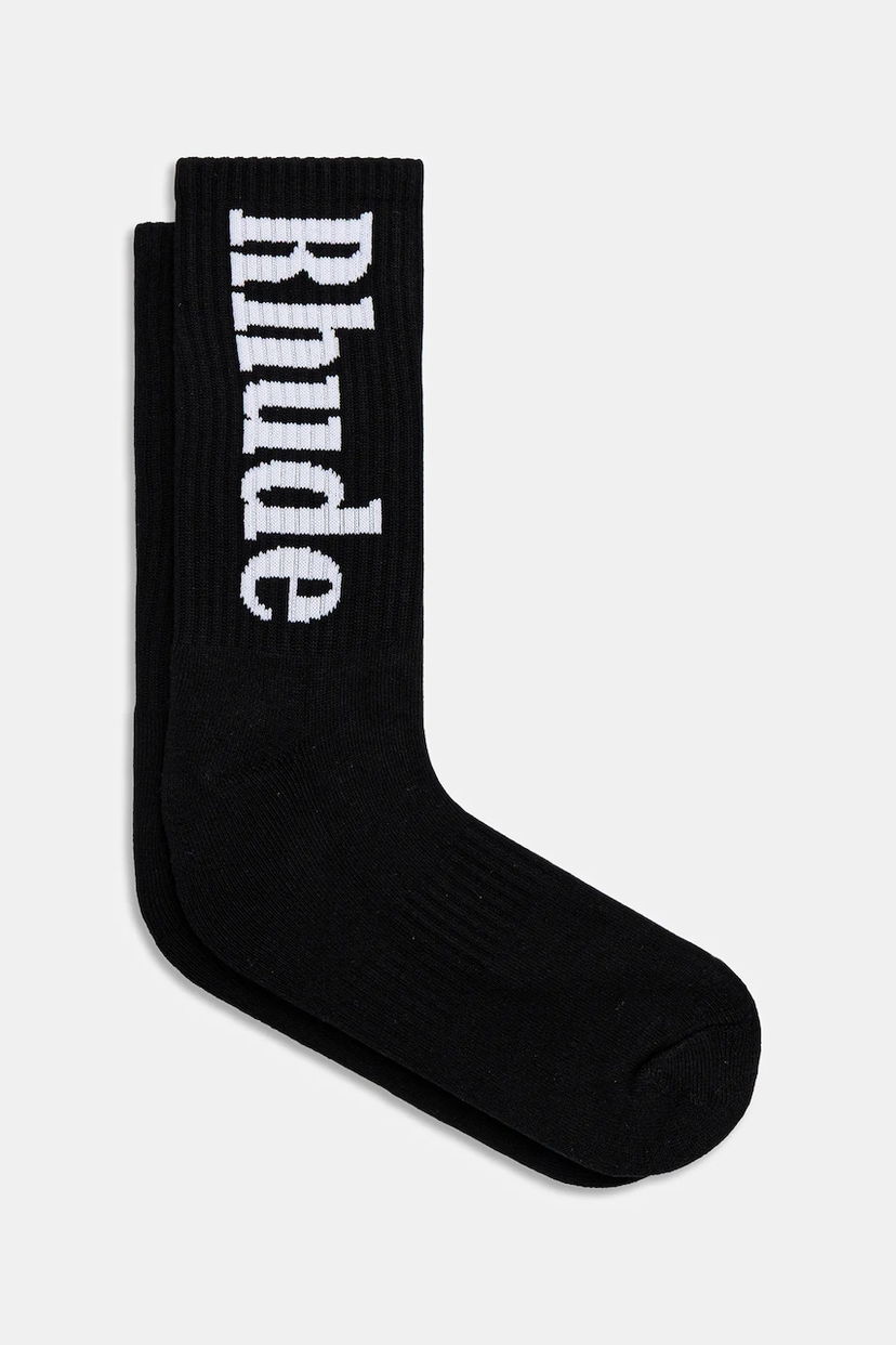 Strumpor Rhude RHUDE Vertical Logo Socks Svart | RHPF25SO01750